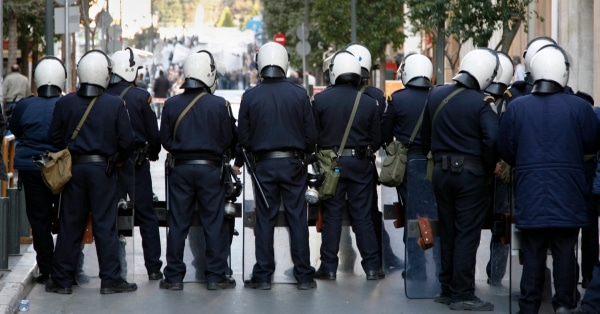 המשטרה בכוננות במהלך המחאה